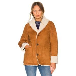 Mother The Shawl Collar Timber Faux Suede Fur Trim Jacket Cozy Chic Pit Stop L